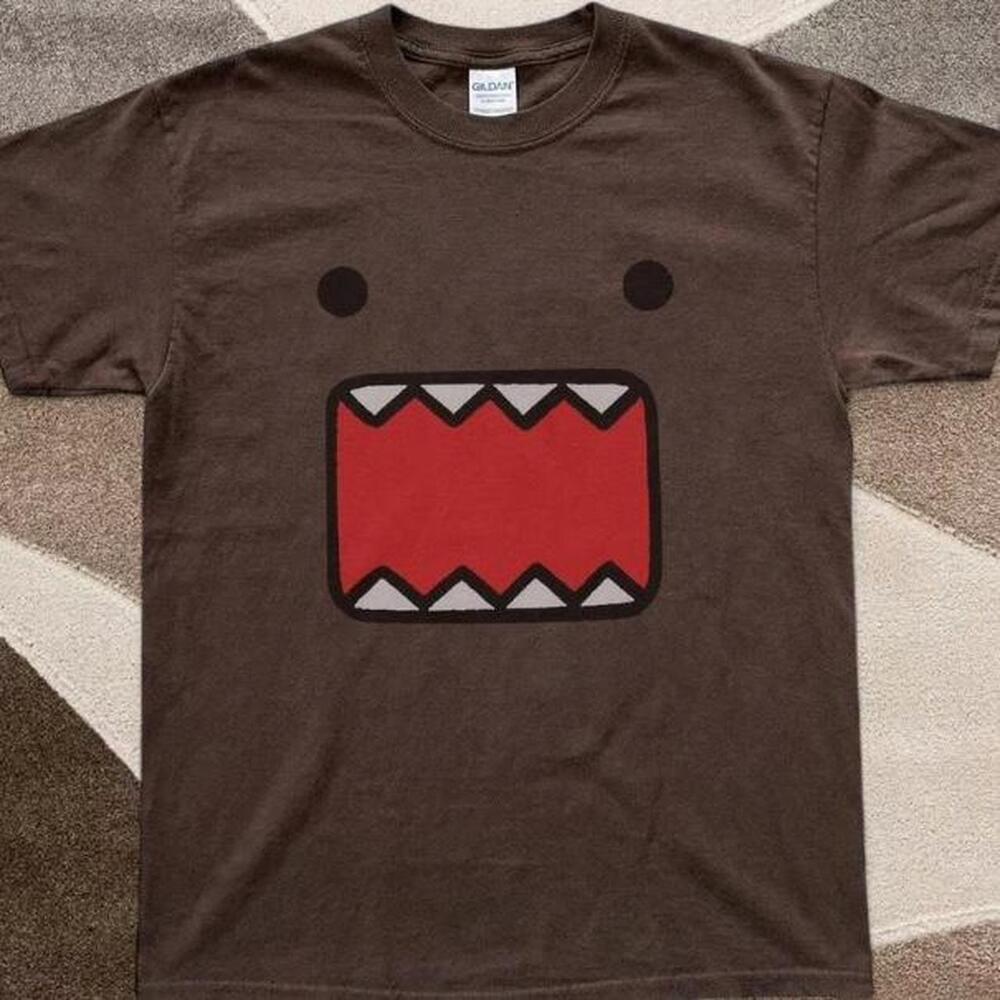 Funny Domo Monster Shirt Face Graphic Brown Cotton Tee